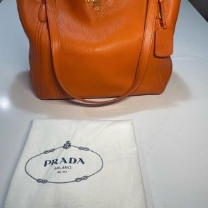 Prada Sacca Vitello Daino Papaya Orange Bag